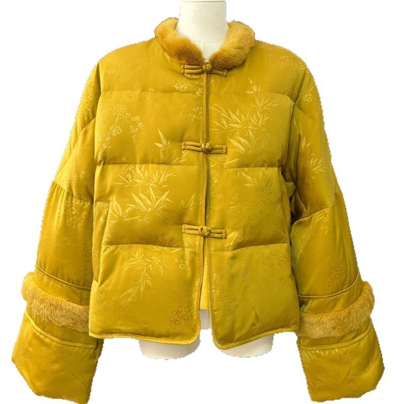 Real Shot! Medium Goose Down Jacket Down Jacket Coat Real Hair Mink Fur Women's Top