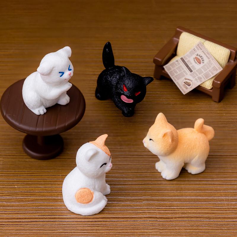 1 Stück Harz Katze Ornament Kätzchen Figur Tier Miniatur Feengarten Puppenhaus Dekoration DIY Mikrolandschaft Heimdeko