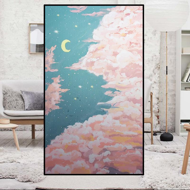 Pastorale Style Oil Painting Window Film Small Fresh Plants Glass Sticker Privacy Protection Static Stained Glass Films Decor