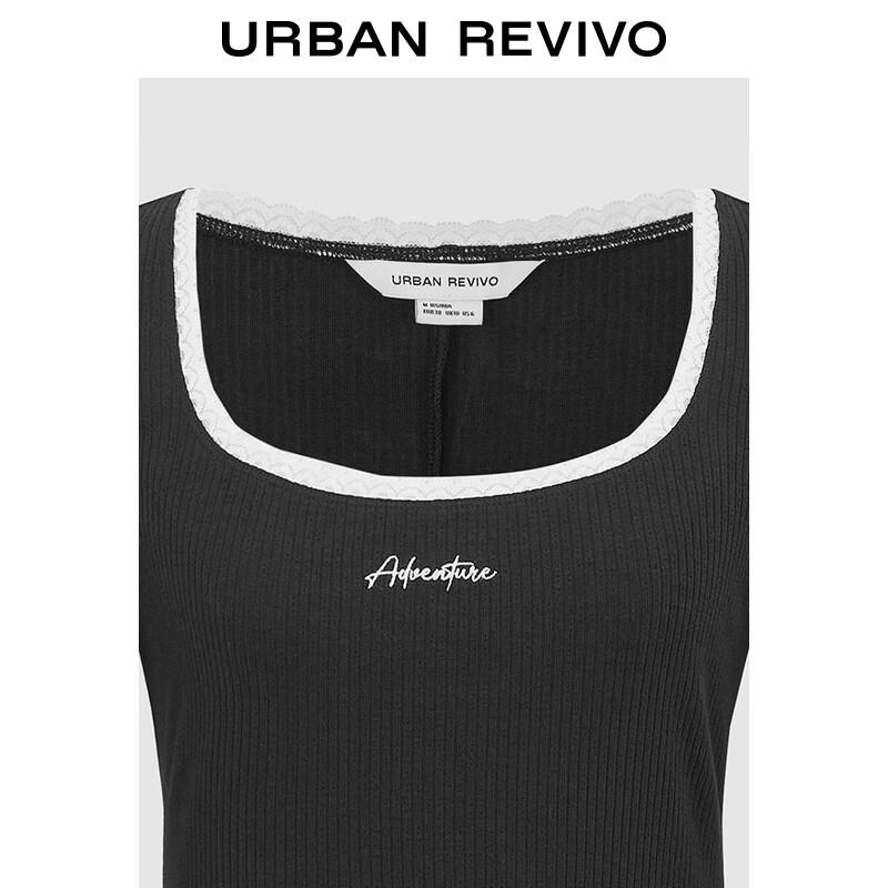 UR 2025 Spring Collegiate Color-Block Letter Long Sleeve Dress