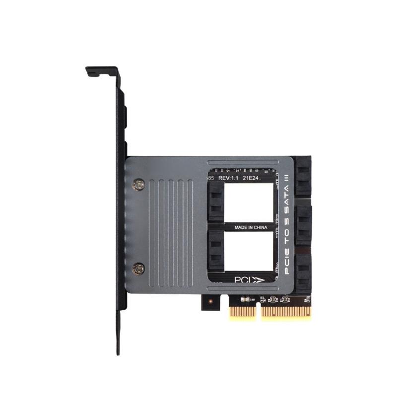 PCI-E 4X to 3.0 pansion Card 5 Full Speed Ports 6Gbps Transfer pansion Hard Drive for Win7 / 8/10 / Linux
