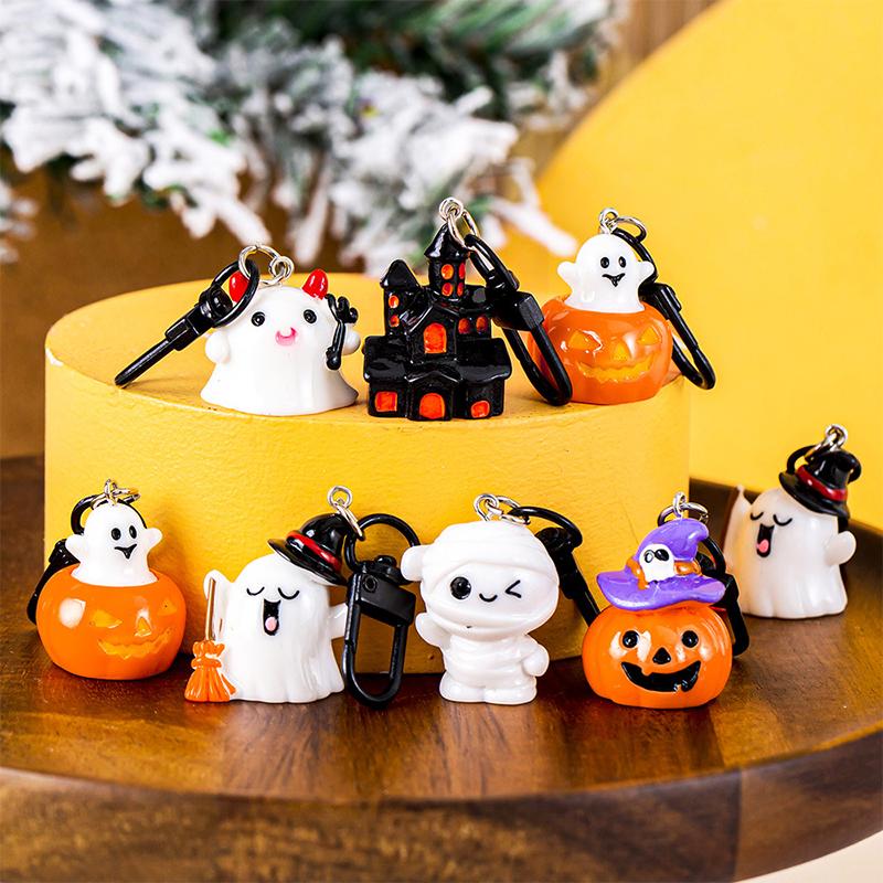 1/6Pcs Cartoon Halloween Keychain Cute Pumpkin Ghost Car Keyring Bag Earphone Cover Pendant Decoration Couple Friends Gifts