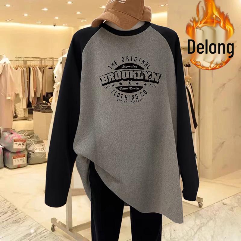 

Women s Thickened Long Sleeve Raglan Shirt - Casual Autumn/Winter Fashion XXL