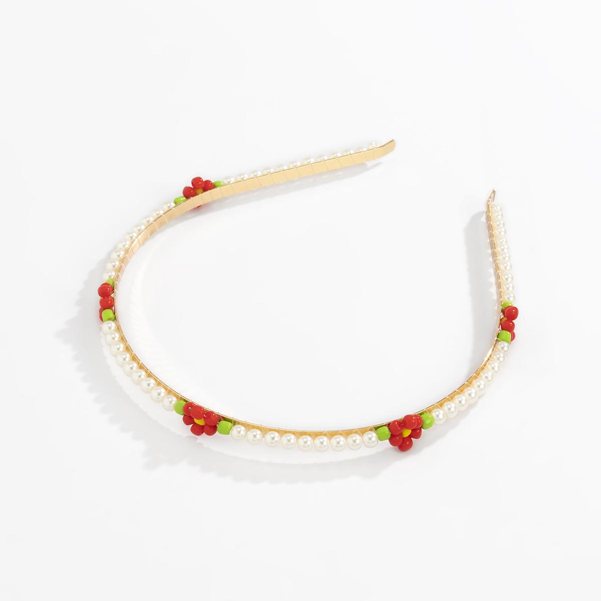 

Праздничный идиллический маленький ободок с ромашками и имитацией жемчуга, простой витой милый и крутой аксессуар для волос из рисовых бусин