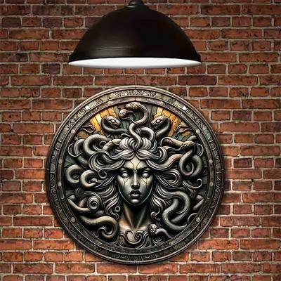 Cartel de Madera Vintage de Medusa - Decoración Versátil para Interiores/Exteriores para Sala de Estar, Hogar, Jardín, Oficina y Más - Regalo Perfecto para Inauguración de Casa