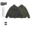 QIYOU Autumn 2025 Retro Unisex Stand-up Collar Letter Print Plus Size Jacket