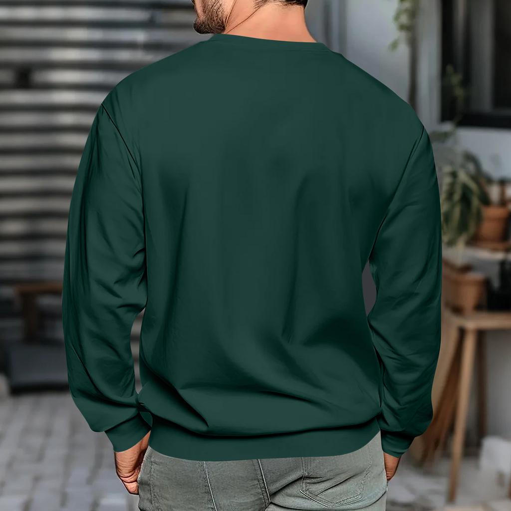 Men's Letter Printed Round Neck Long Sleeve Sweatshirt Casual Sports Top