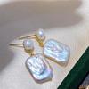 Yuhé Baroque Pearl Earrings S9Silver Needle Retro Hong Kong Style Double Pearl Design Zhuji Pearl Power Supplier