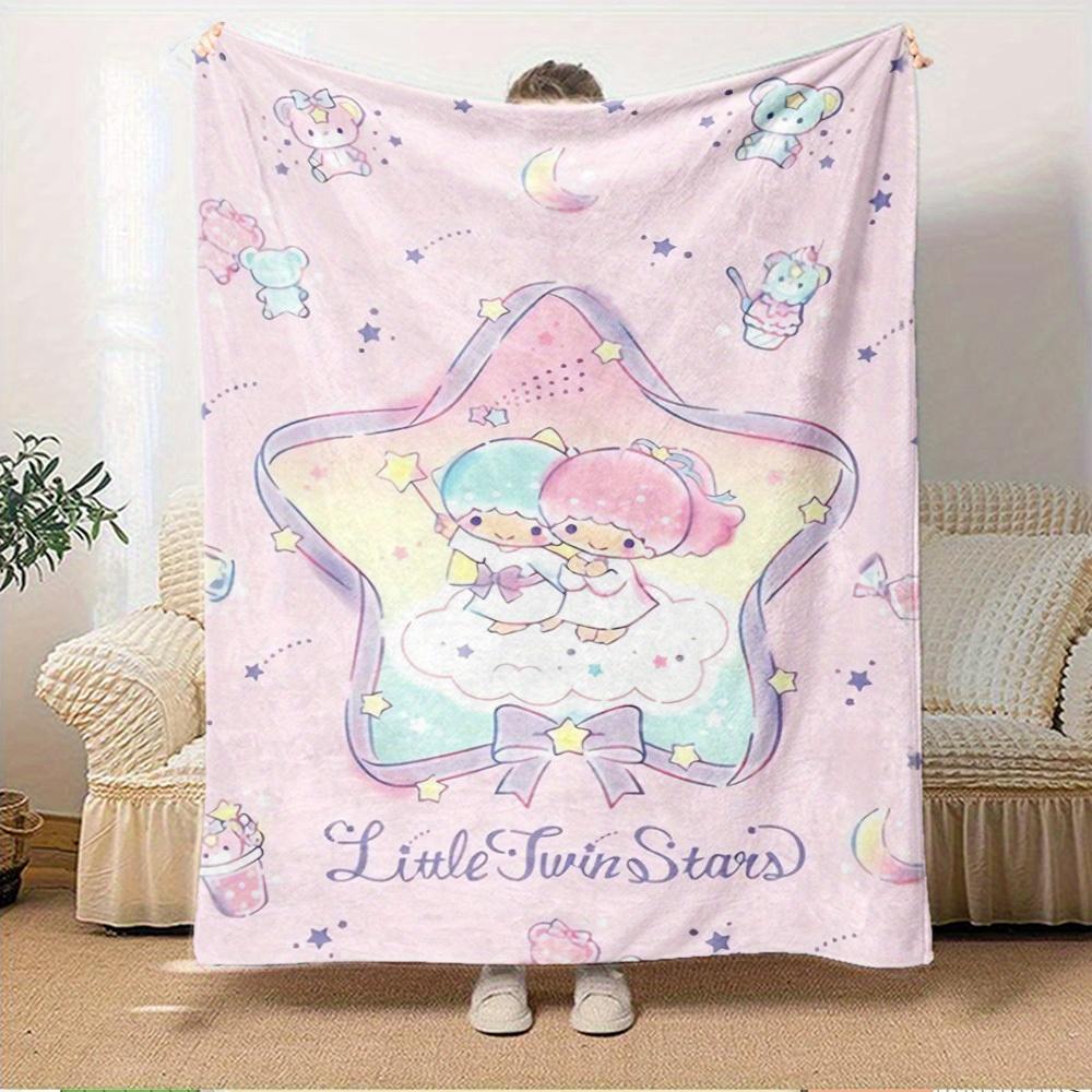 1pc Little Twin Stars Cute Cartoon Character Home Decor Blanket - Seasonal Universal Cozy Washable Gift, Suitable for All Ages, Suitable for