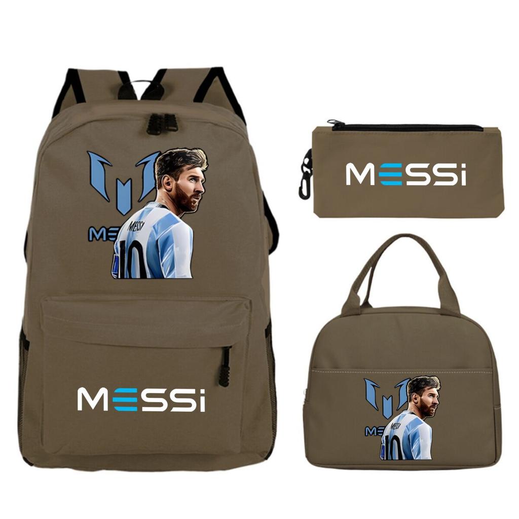 Football Star Peripheral Printed Backpack, Primary And Secondary School Children'S Three-Piece Simple Schoolbag