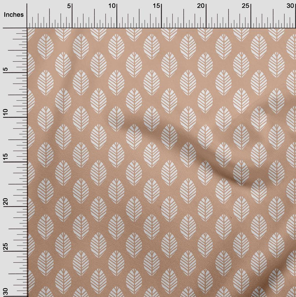 oneOone Cotton Flex Dark Beige Fabric Asian Leaf Block Fabric For Sewing Printed Craft Fabric By The Yard 40 Inch