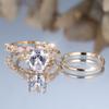 European and American style water drop diamond ring set Simple, minimalist three-piece ring set with diamond accents