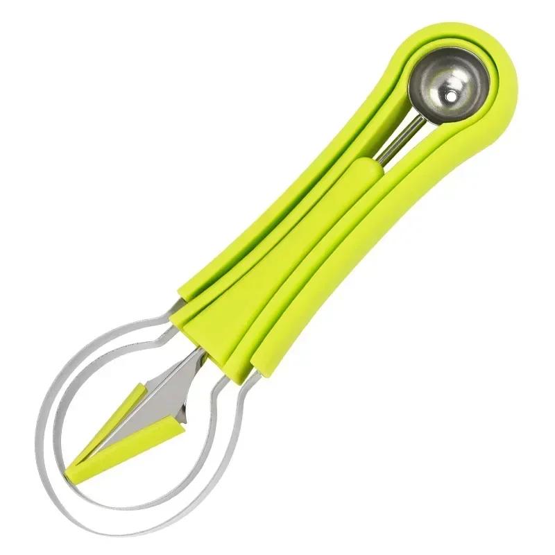 

2025 Новый 1 шт. Зеленый 4 в 1 Фруктовый резак Нож для разделки фруктовый резак для отделения мякоти фруктовая тарелка кухонные гаджеты Access