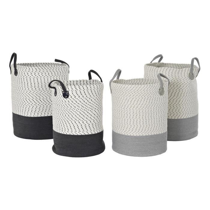Panier - Lot De 2 - 40 X 40 X 52 Cm - Coton - Paulownia
