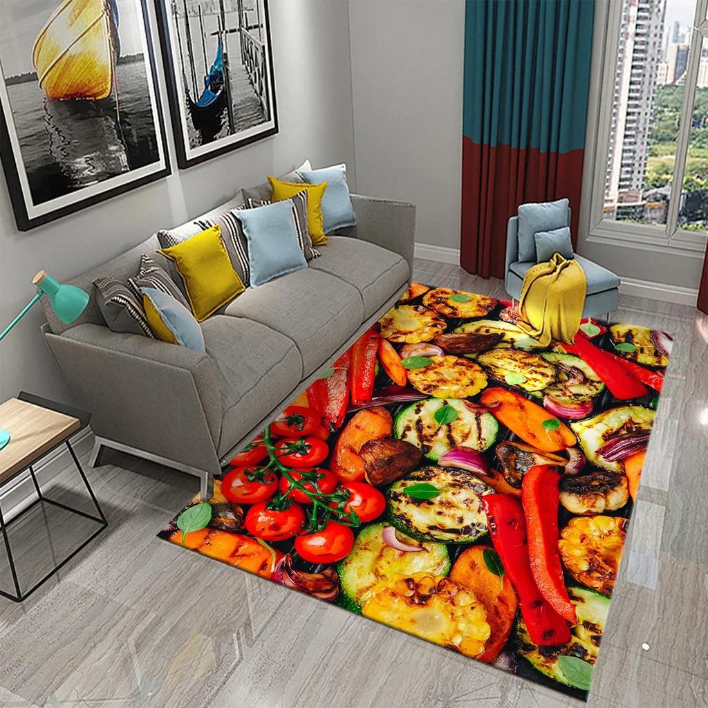 Vegetable Food Theme Carpet Doormat for Bedroom Kitchen Home Floor Decor Living Room Carpet Hallway Bathroom Anti-slip Area Rug