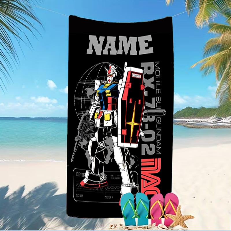 Customizable personalized beach towels Mobile Suit Gundam themed designs.Suitable for the beach, yoga, sports;ideal as beach accessories