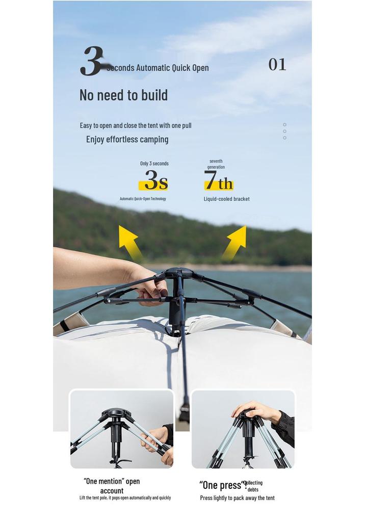 Windproof Sun Protection Quick-Open Tent for 3-4 People - Ideal for Spring Outings and Camping