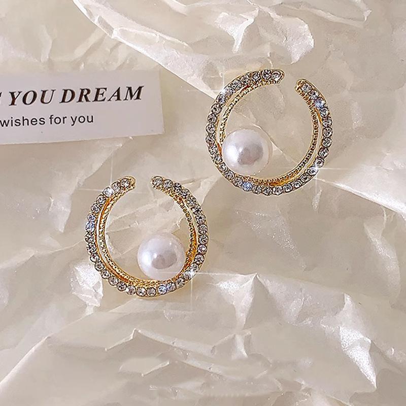 Imitation Round Crystal Drop Earrings for Women Minimalism Temperament Fashion Party Jewelry KTJ