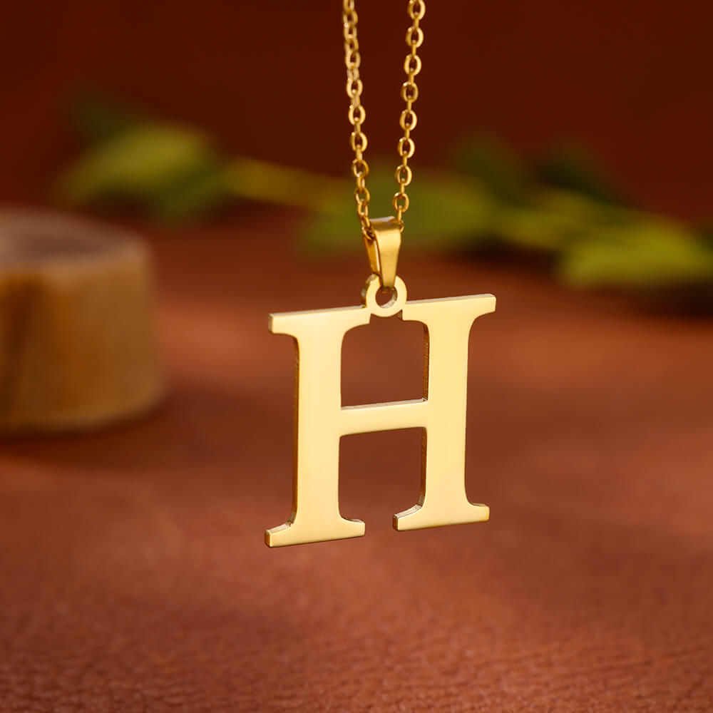 Elegant Initial Letter Stainless Steel Necklace Women Gold Color Alphabet Pendant Necklaces Vintage Waterproof Zircon Gifts