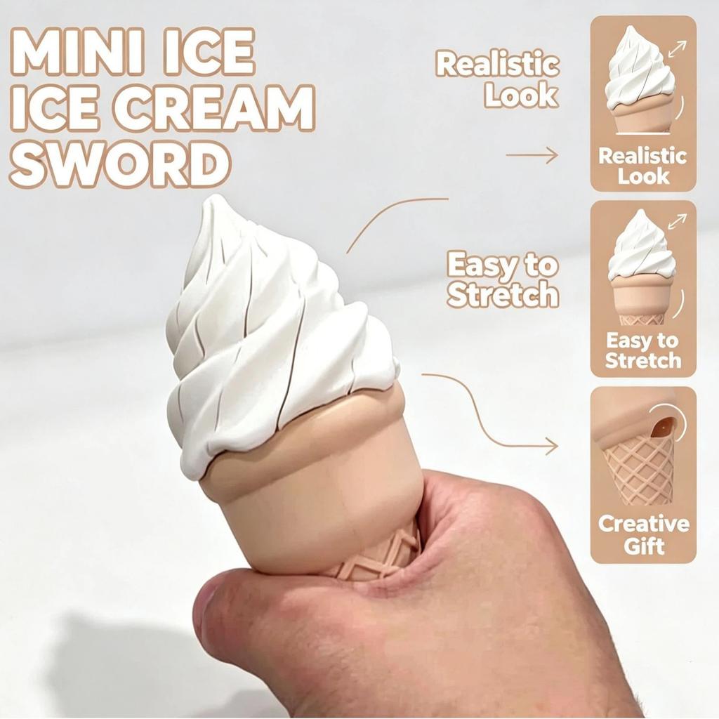 3D Printed Retractable Ice Cream Sword Prank Prop Telescopic Twist Cone Decompression Tool 3D Printing Novelty Gift For Friends