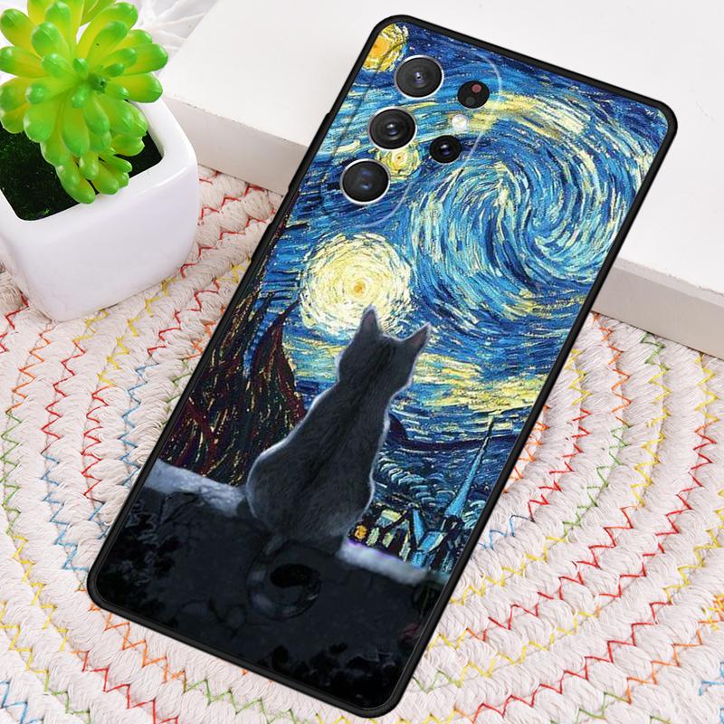 Anime Mond Katze Handyhülle für Samsung Galaxy note 10 pro S26 Ultra S23 S24 FE S25 S21 S22 PLUS stoßfeste Hülle