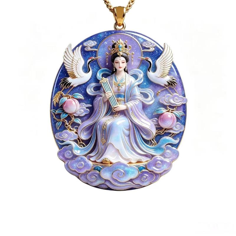 Ethnic Auspicious Gourd Statue Imitation Jade Pendant Necklace Vintage Jewelry For Women Traditional Outfit Accessory Gift