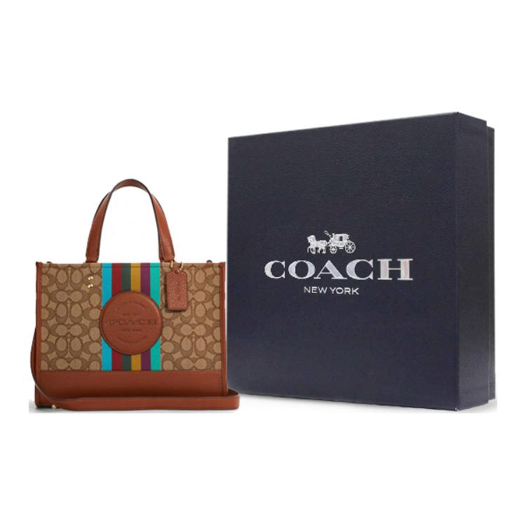 Coach Dempsey 30 Monogram Business Casual Commuter Color-Block Leather Tote Bag Women Tote C5794-IMT1O