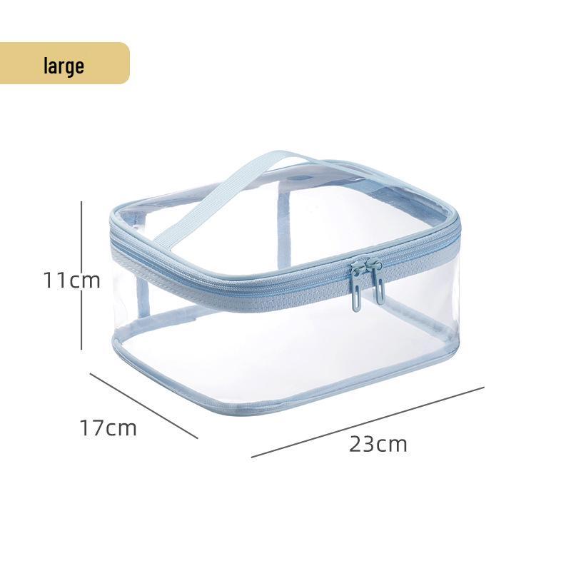 Thickened Transparent Travel Makeup Bag with Customizable Logo - Three-Dimensional Handheld Toiletries and Lipstick Storage.