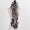 New Lady Knitted Real Rex Rabbit Fur Tassel Scarves Women Winter Warm Natural Rex Rabbit Fur Muffler Thick Knit Real Fur Scarf