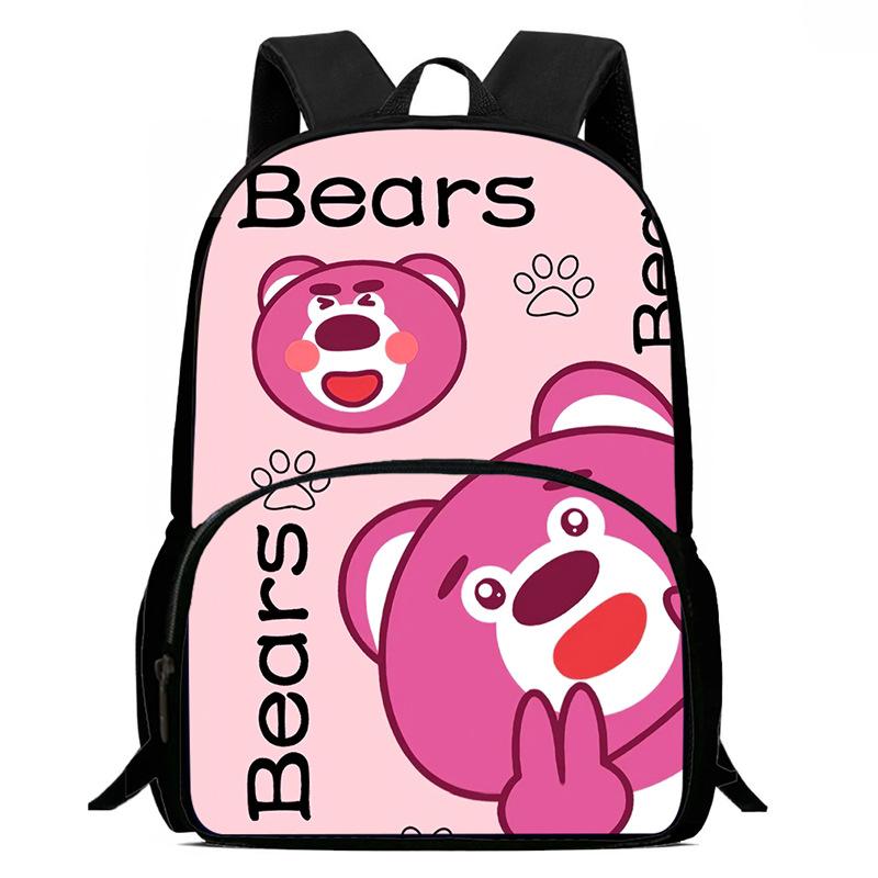 Strawberry Bear School Bag High Definition Printing Multi-Function Oxford Lightweight Backpack