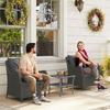 Rattan Garden Chairs Set of 2, Outdoor Rattan Chairs with Cushions, Armrests and High Back, PE Wicker Garden Armchair with Steel Frame for Balcony