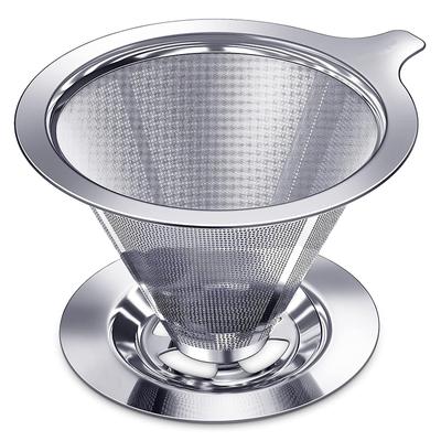 Reusable Pour Over Coffee Dripper Stainless Steel Coffee Strainer Single Cup Coffee Maker 1-4 Cups Paperless