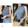 Weste Damen Half Rollkragenpullover Ärmelloses Strickoberteil Hosenträger