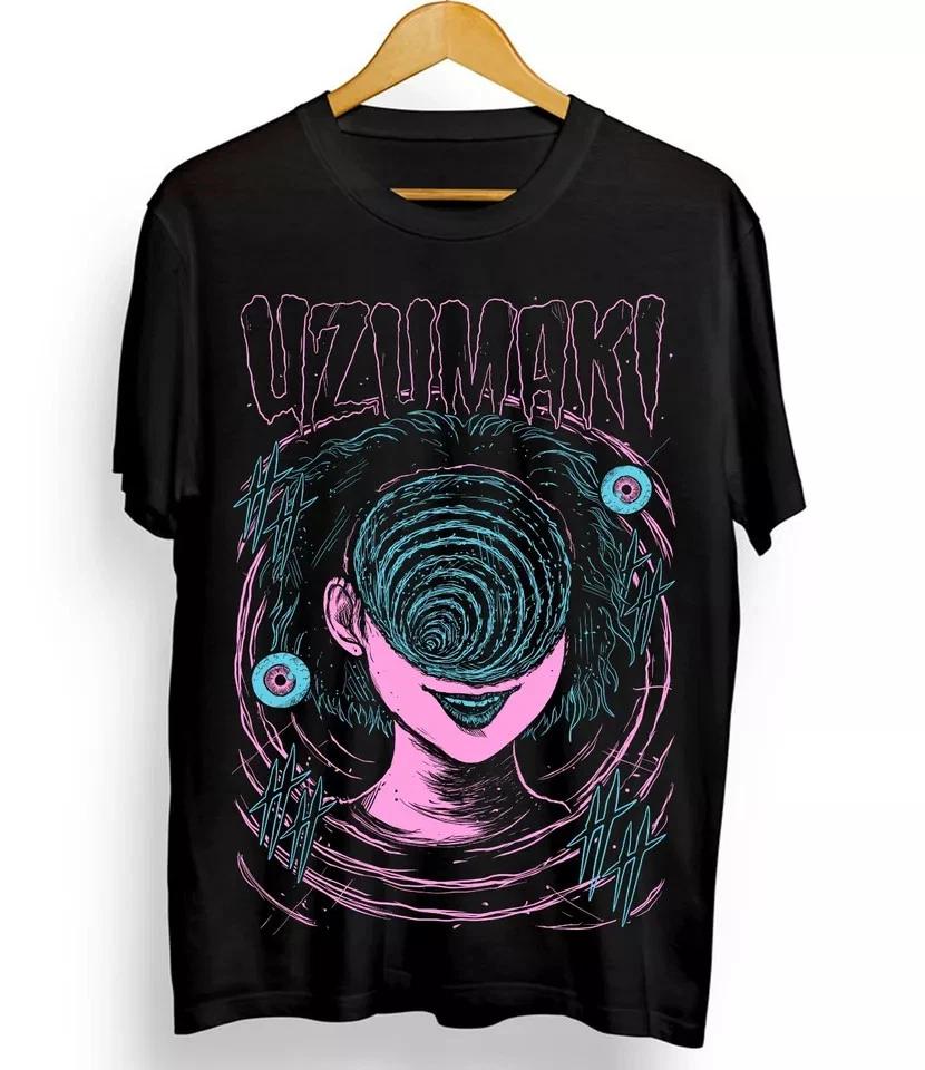 Junji Ito Uzumaki Horror Japan Guro Funny Girl Anime Gift TShirt Black All Size S
