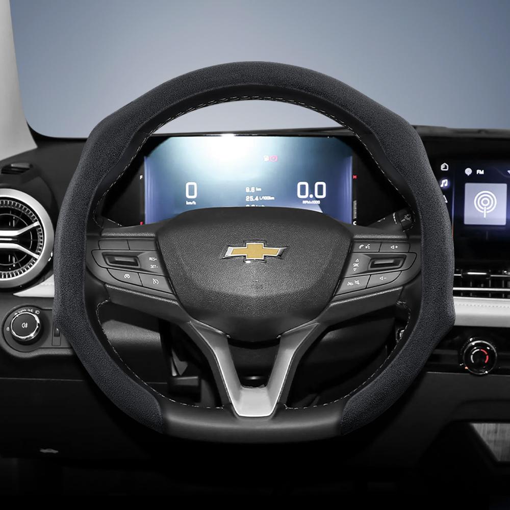 Suitable for Chevrolet Premium Suede Snap-On Steering Wheel Cover, Non-Slip and Durable, Round and D-Shaped Steering Wheel Available Cruze Spark Capti