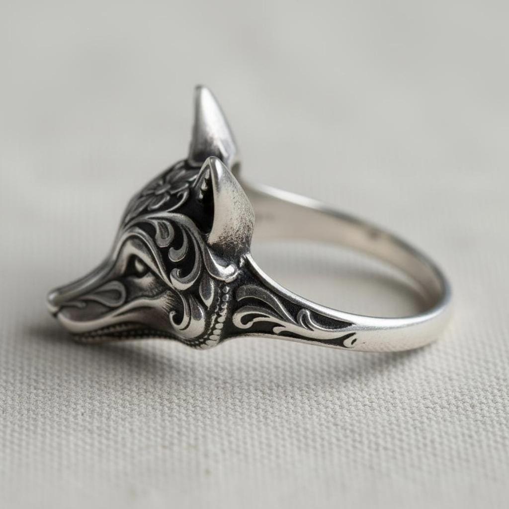 2026 Fox-Wolf Carved Ring: Animal-Shaped Alloy Ornament with Elegant Lines