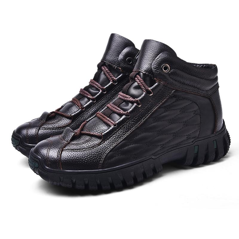 MCTIN Winter Trekking Snow Boots Warm Fur Barefoot Boots Outdoor Leather Ankle Booties Men Women Hiking Shoes