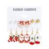 6Pairs/Set Christmas Earrings Festive Enamel Geometric Shiny Electroplating Decoration Jewelry Gifts Xmas Tree Elk
