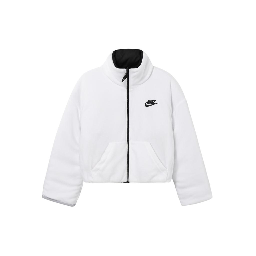 Nike Bavlněná oboustranná bunda na zip s potiskem loga Dámské svrchní oblečení Černá DQ6864-010