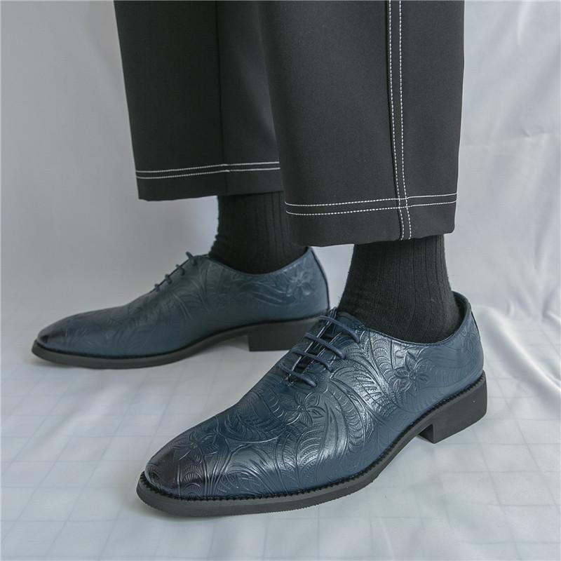 Fashion British Designer New Men's Blue  Lace Up Business Formal Oxford  Shoes Male Luxury Formal Wedding Prom Dress Homecoming Footwear