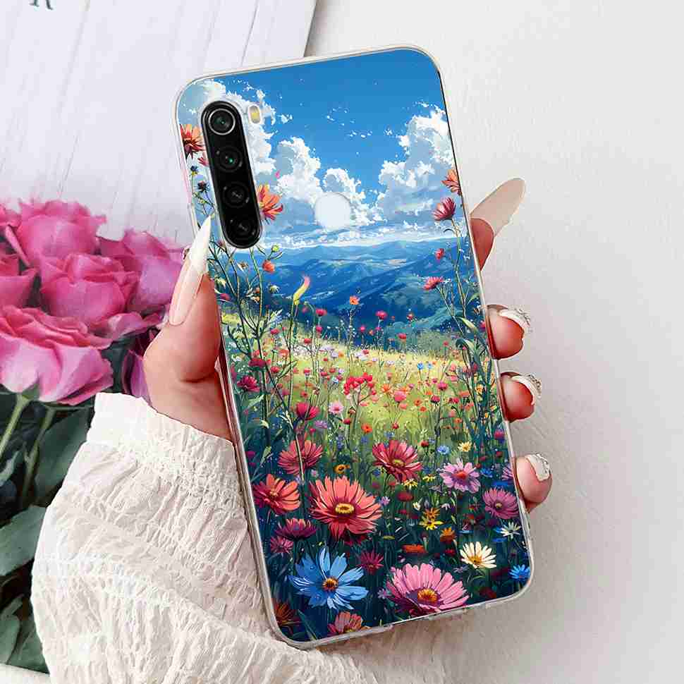For Xiaomi Redmi Note 8 Case Vintage Dragon Luxury Flower Soft Silicone TPU Cover For Redmi Note8 Note 8T Phone Cases Shockproof