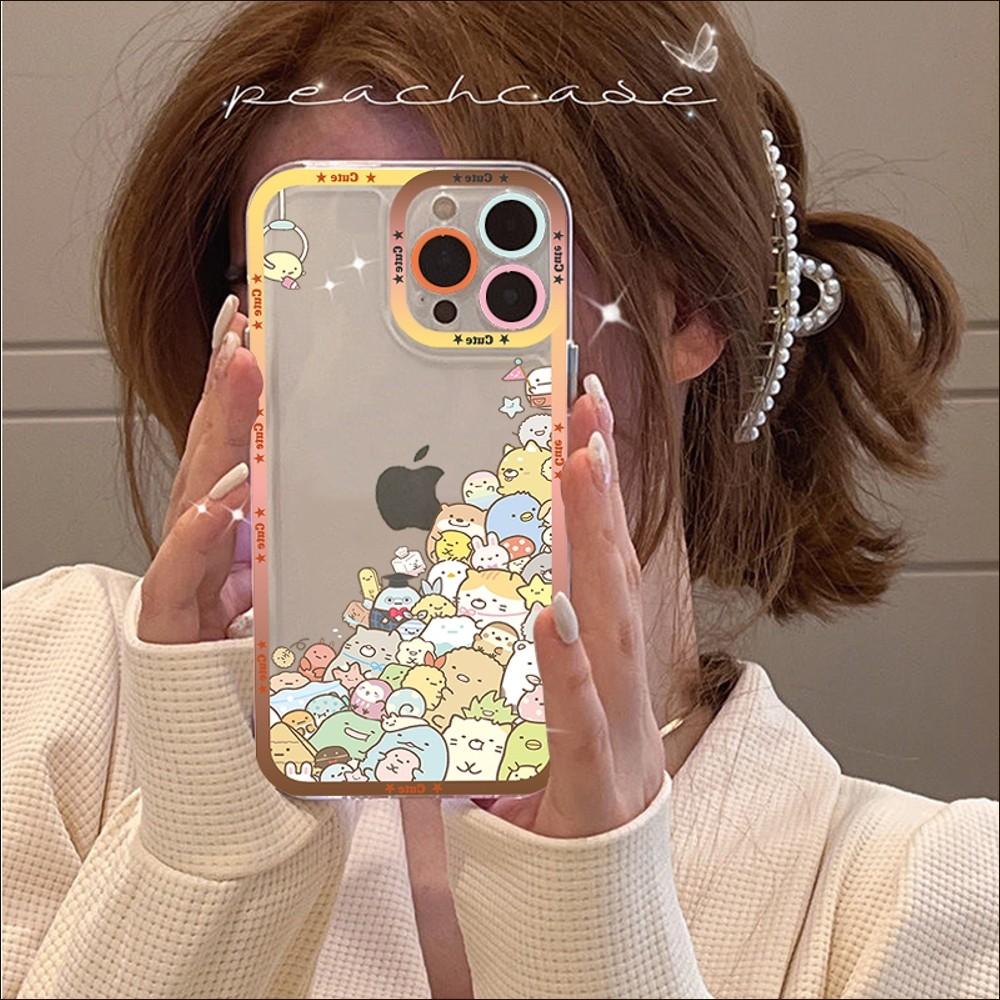 Custodia per telefono Kawaii sumikko gurashi per iPhone 13 14 Pro Max XS XR 12 11 Pro 13 Mini 6 7 8 Plus Copertura posteriore morbida trasparente
