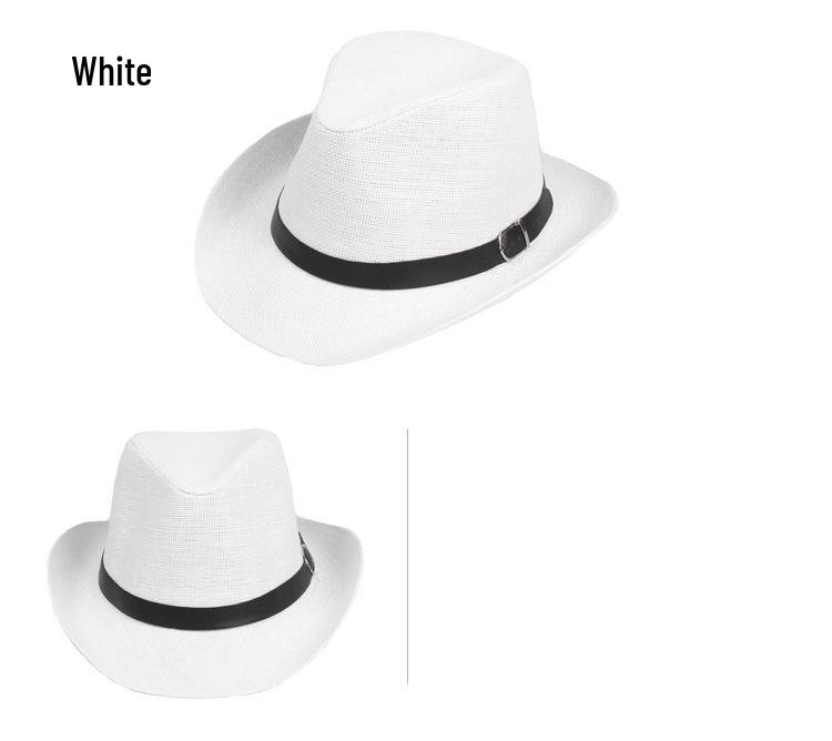 Unisex Solid Color Straw Jazz Hat - Outdoor Sun Protection for Men & Women