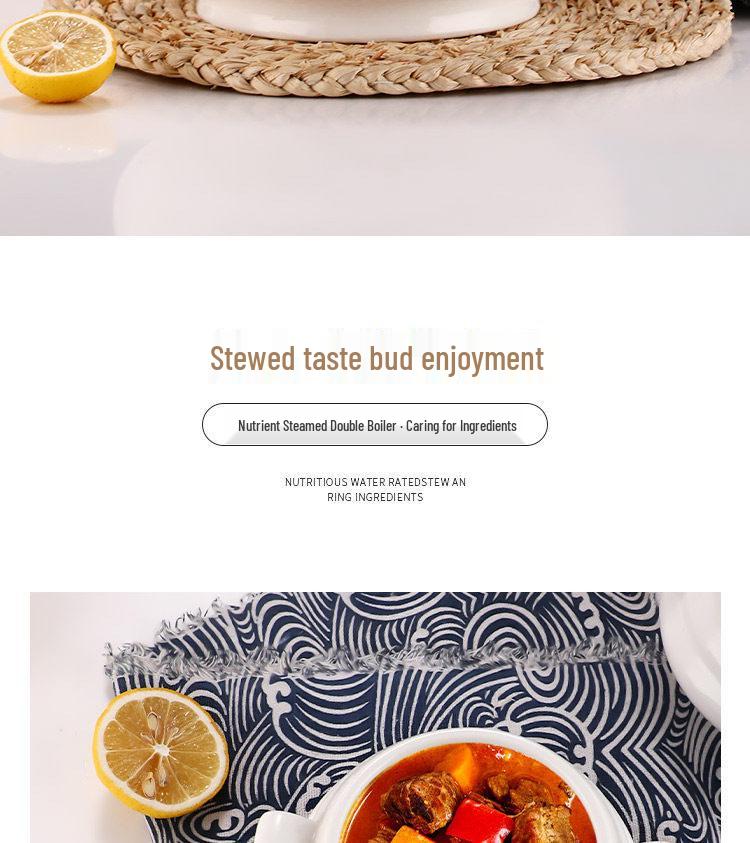 Double-Handled Ceramic Cantonese Stew Pot with Lid - Large Soup Bowl for Household or Hotel Use