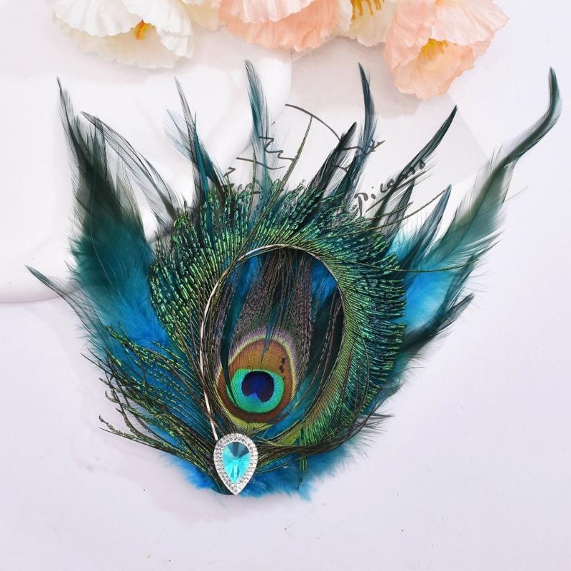 Elegant Peacocks Feathery Hair Clip Vintage Inspired Peacocks Feathered Hairpin Stylish Hairpin for Bridal Attire