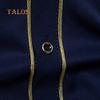 TALOS Men Clothing Embroidery Flower Button Stand Collar Long Sleeve Shirt Blouse Top