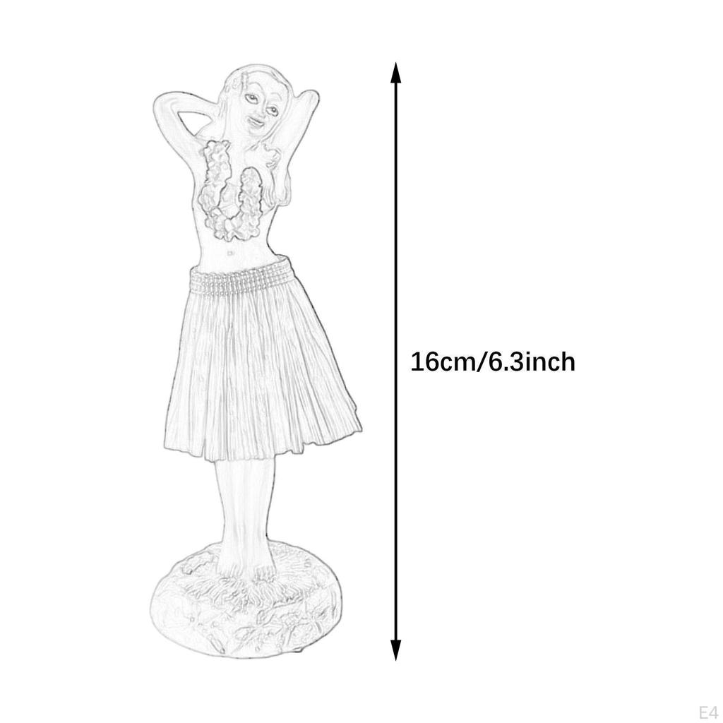 Hawaiiansk instrumentbrädesdocka 6,3" hög Samlarfigurer för Bröllop Kontor Fest Födelsedag Bord