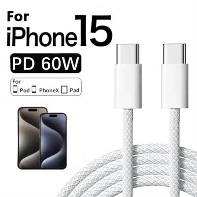 2024 Dual USB C Cable for IPhone 15 Pro Max IPad PD 60W Fast Charging Cord Type C Type-C Fast Charger for Apple Samsung S23