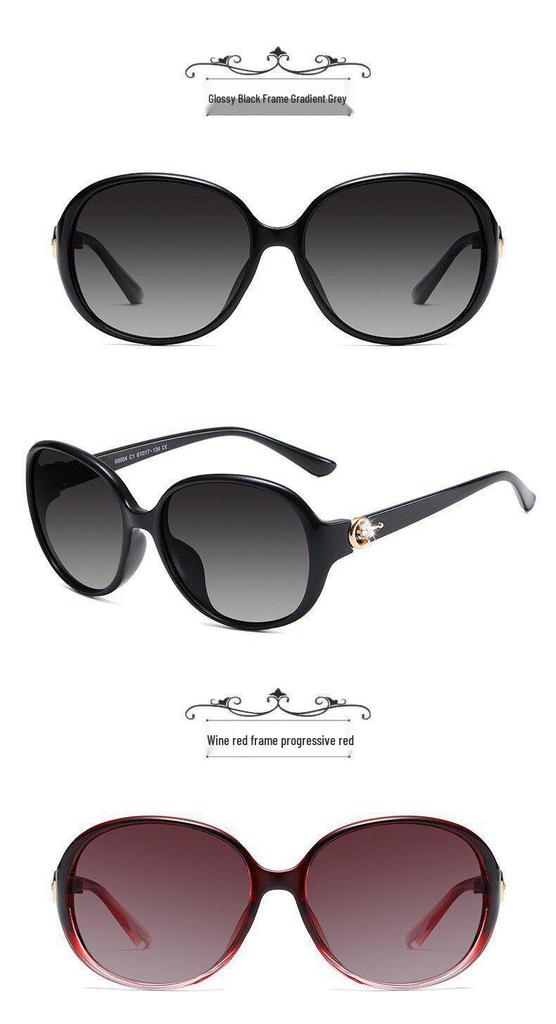 Women's Polarized Rhinestone UV Protection Sunglasses - Stylish Large Frame