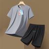 Men's Summer Ice Silk Sports Suit - Casual Two-piece Short Sleeve T-shirt & Shorts Set for All Ages.